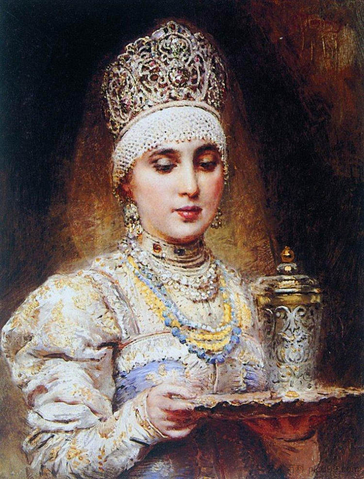 带托盘的博亚里什尼亚 Boyaryshnya with a Tray,康斯坦丁·马科夫斯基