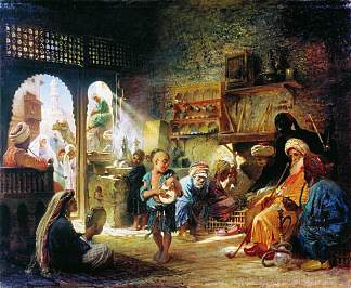 开罗咖啡屋 Coffee House in Cairo (1872)，康斯坦丁·马科夫斯基