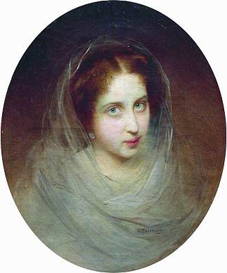 女性肖像 Female Portrait (c.1860)，康斯坦丁·马科夫斯基