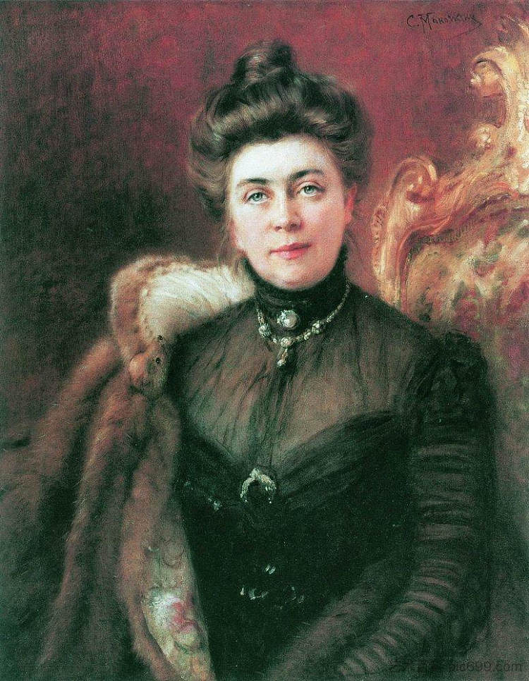 A.苏沃里纳的肖像 Portrait of A.Suvorina (c.1880),康斯坦丁·马科夫斯基
