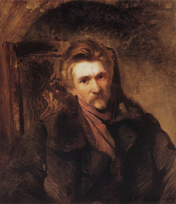 艺术家亚历山大·波波夫的肖像 Portrait of Artist Alexander Popov (1863)，康斯坦丁·马科夫斯基