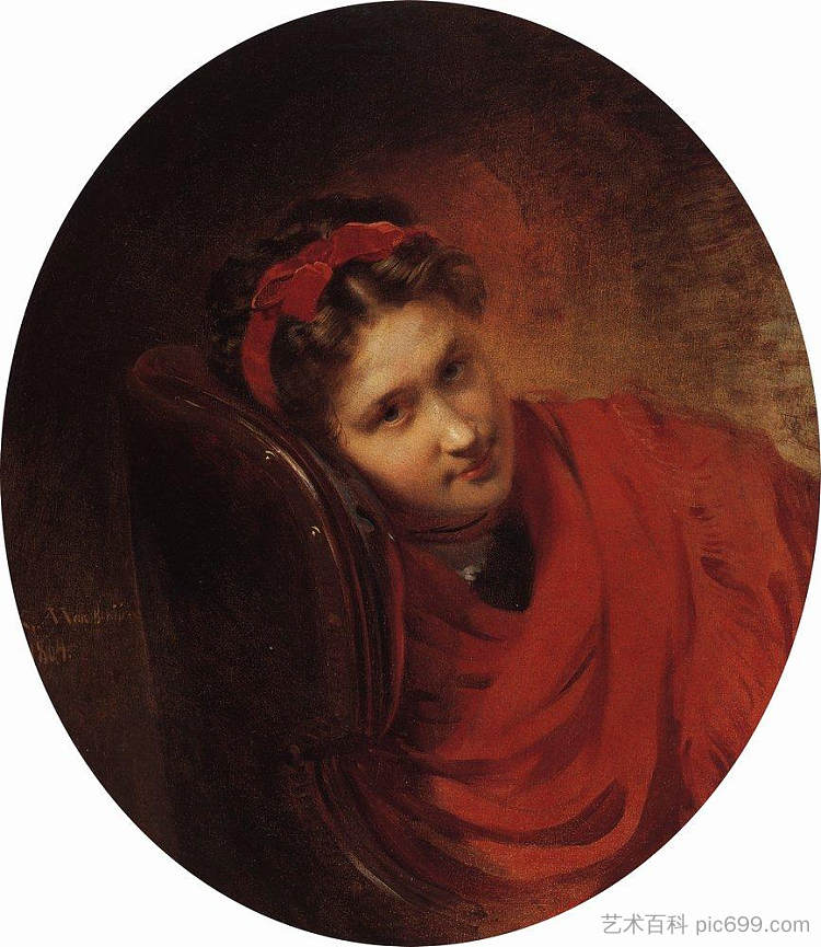 O.马科夫斯卡娅的肖像 Portrait of O.Makovskaya (1864),康斯坦丁·马科夫斯基