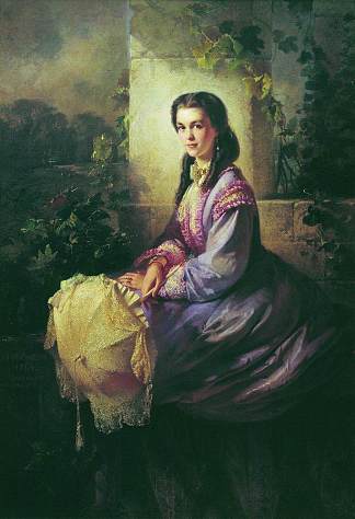 斯特罗加诺娃公主的肖像 Portrait of Princess S.Stroganova (1864)，康斯坦丁·马科夫斯基