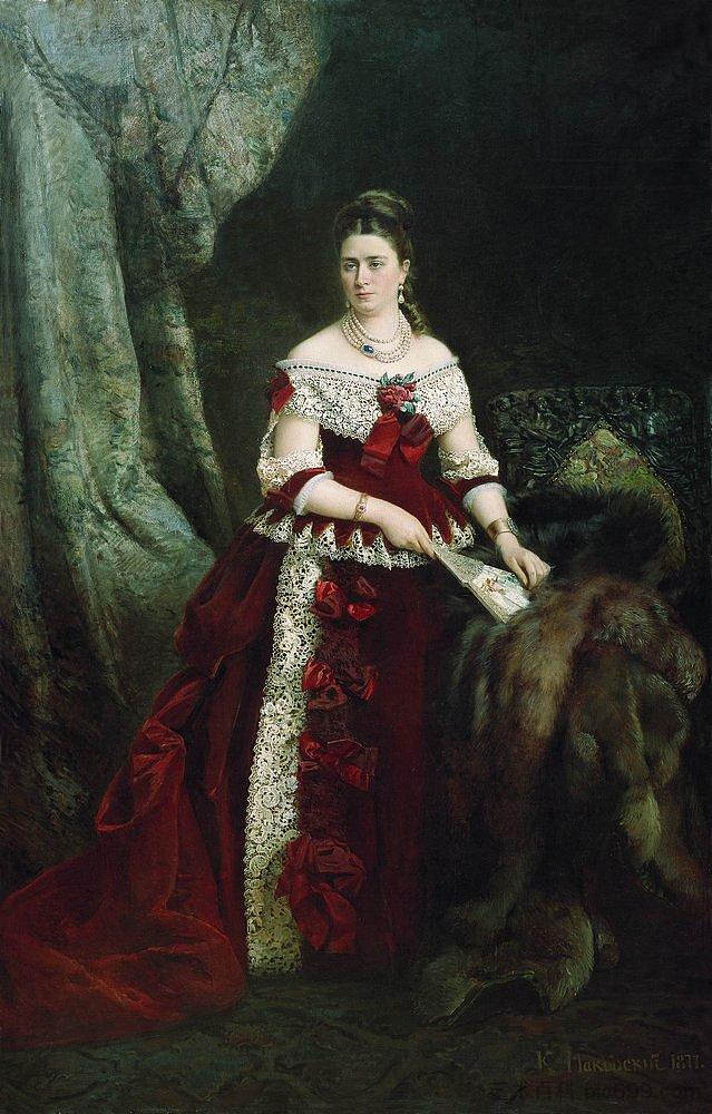 维拉·祖博娃的肖像 Portrait of Vera Zubova (1877)，康斯坦丁·马科夫斯基