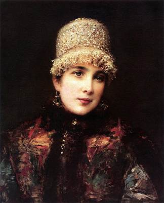 科科什尼克的俄罗斯美女 Russian Beauty in Kokoshnik (c.1890)，康斯坦丁·马科夫斯基