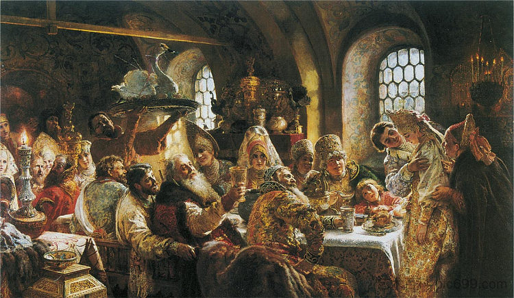 博亚尔的婚礼 The Boyars' Wedding (1883)，康斯坦丁·马科夫斯基