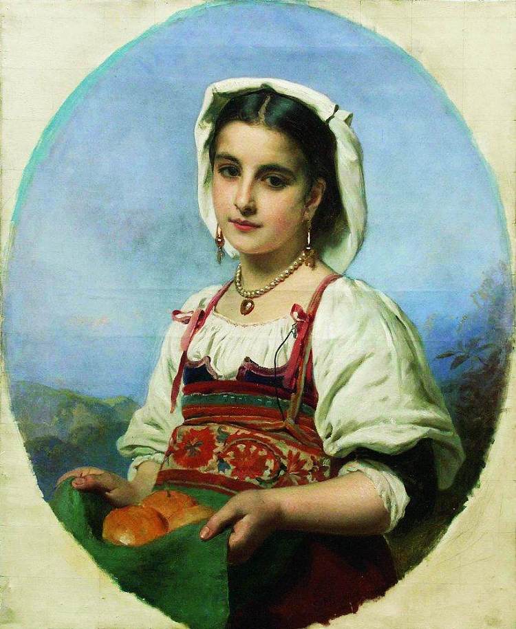 年轻的意大利人配酸橙 Young Italian with Sour Oranges (c.1870)，康斯坦丁·马科夫斯基