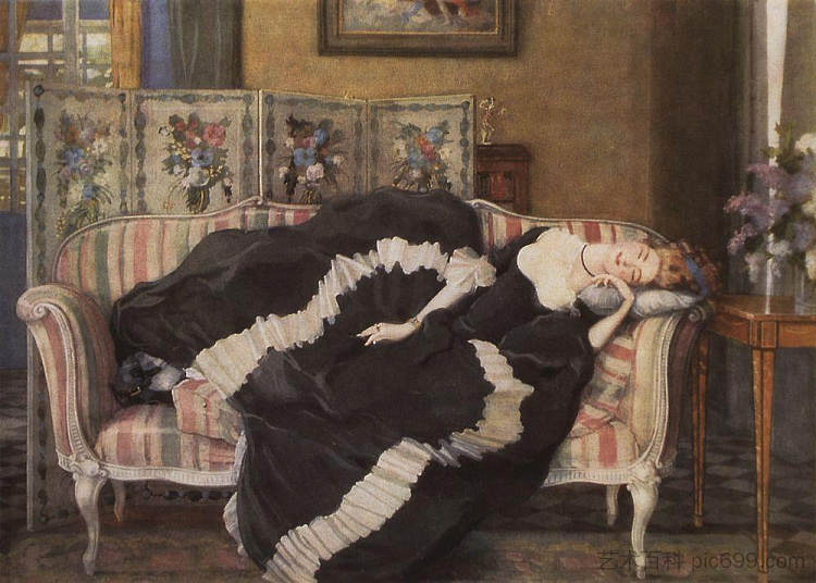 一个沉睡的女人 A Sleeping Woman (1909)，康斯坦丁·索莫夫