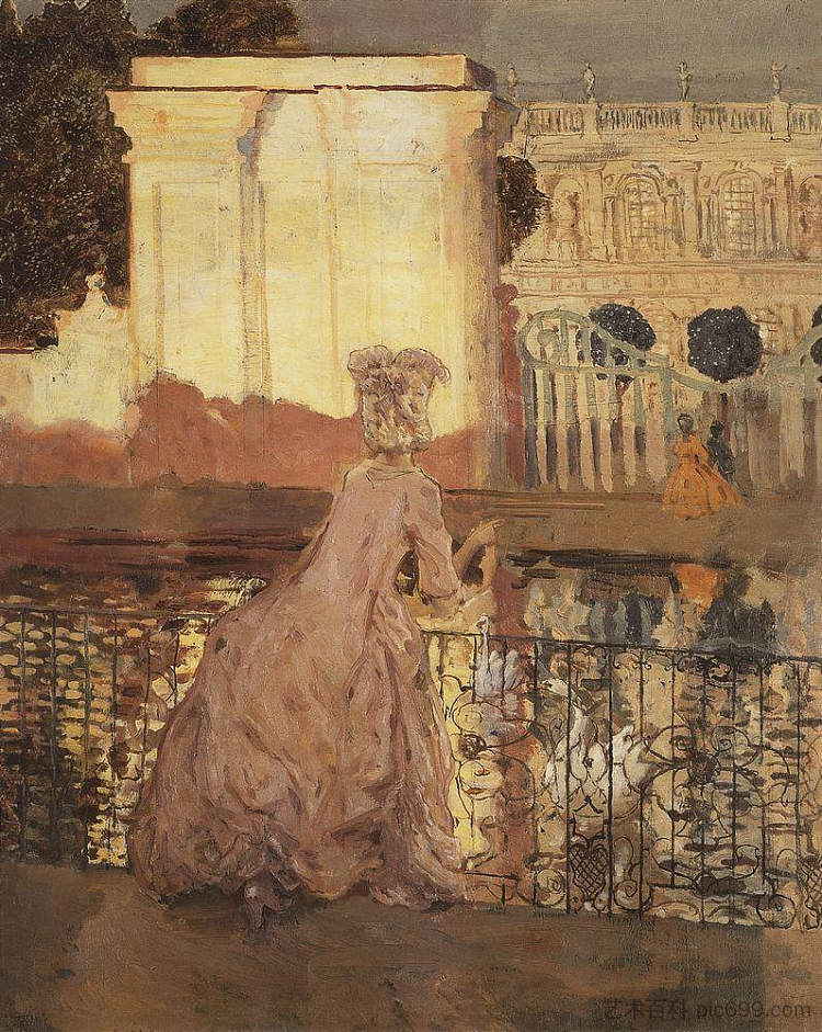 泳池边的女士 Lady by the Pool (1896)，康斯坦丁·索莫夫