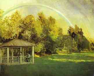 带凉亭的景观 Landscape with Pavillion (1897)，康斯坦丁·索莫夫