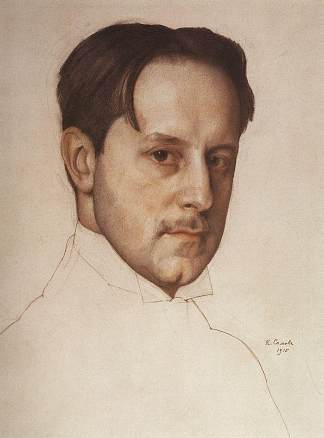艺术家多布任斯基的肖像 Portrait of the Artist M. Dobuzhinsky (1910)，康斯坦丁·索莫夫