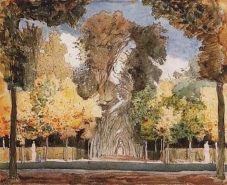 秋天的凡尔赛公园 Versailles Park in autumn (1898)，康斯坦丁·索莫夫