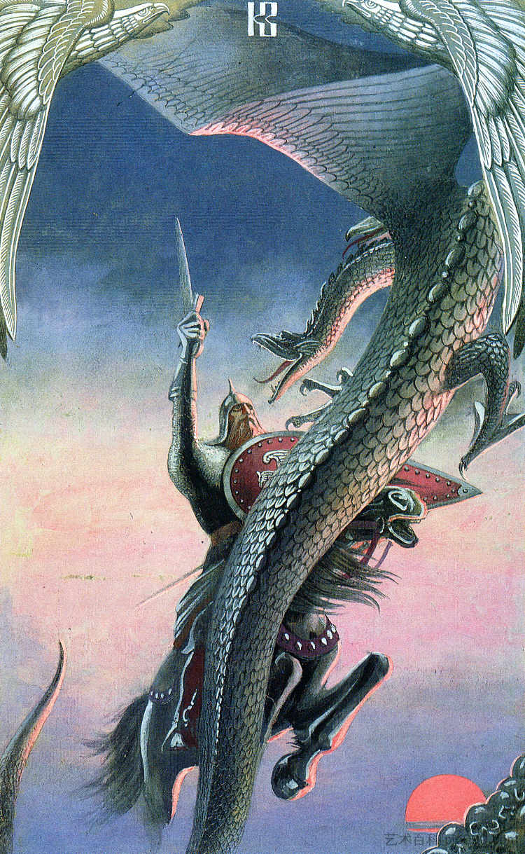 多布林雅与龙的战斗 Dobrynya's battle with a dragon，康斯坦丁·瓦西利耶夫