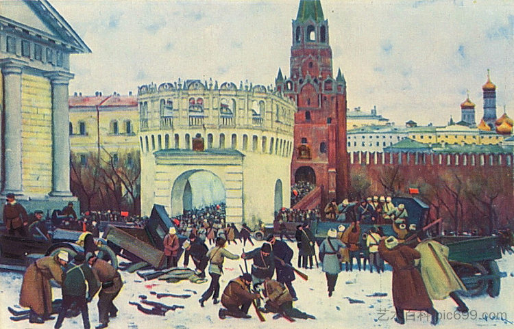 通过三一门进入克里姆林宫 2 (15) 十一月 1917 Entry into the Kremlin through the Trinity Gates 2 (15) November 1917 (1929),康斯坦丁·由安