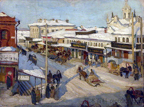 冬天的下诺夫哥罗德 Nizhny Novgorod in Winter (1909)，康斯坦丁·由安