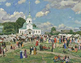 乡村度假。特维尔省 Rural holiday. Tver Governorate (1910)，康斯坦丁·由安