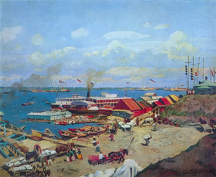 伏尔加河的穿孔 Volga's pierces (1911)，康斯坦丁·由安