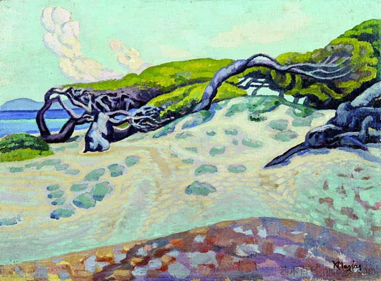 拉菲娜的松树 Pines at Rafina (c.1920),康斯坦丁诺斯马利亚斯