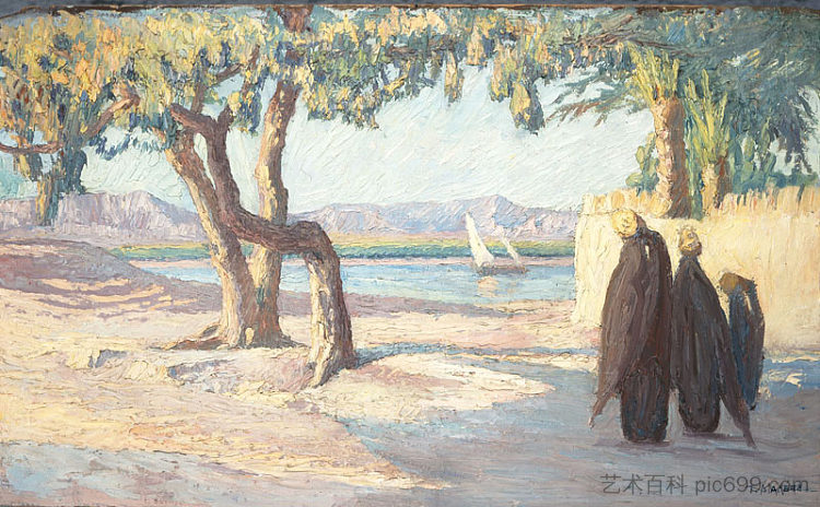 尼罗河景观 Nile Landscape (c.1911)，康斯坦丁诺斯马利亚斯