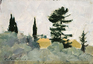 柏树景观 Landscape with Cypress Trees (c.1914 – c.1920)，科斯坦蒂诺斯·帕西尼斯