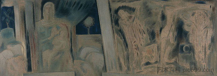 圣母与神圣婴儿 - 被钉十字架 Virgin with Divine Infant - Crucifixion (1940 - 1942),科斯坦蒂诺斯·帕西尼斯