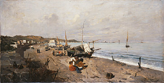 海滩上的船和儿童 Boats and Children on the Beach (1875)，康斯坦丁·沃拉纳基思