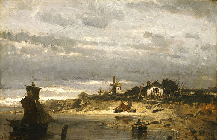 荷兰海岸上的村庄 Village on a Dutch Coast (1876)，康斯坦丁·沃拉纳基思