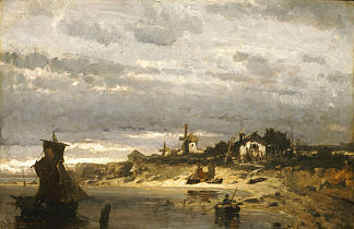 荷兰海岸上的村庄 Village on a Dutch Coast (1876)，康斯坦丁·沃拉纳基思