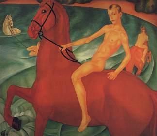 红马的沐浴 Bathing of a Red Horse (1912)，库兹马·彼得罗夫