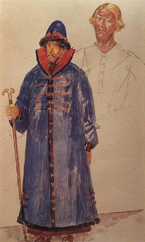 普希金的鲍里斯·戈杜诺夫悲剧的服装和化妆 Costumes and make-up to the tragedy of Pushkin's Boris Godunov (1923)，库兹马·彼得罗夫