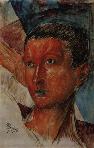 一个男孩的头 Head of a boy (1916)，库兹马·彼得罗夫