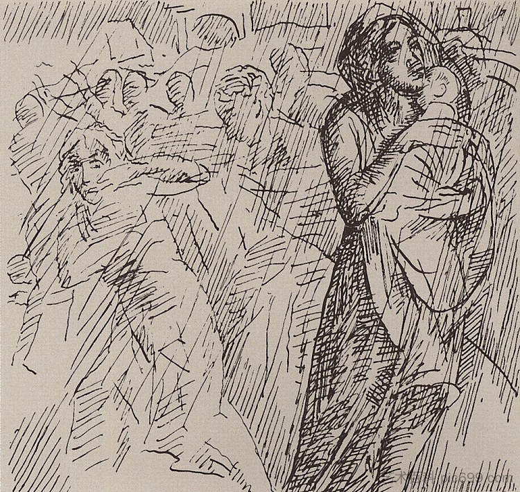 拯救母亲、儿童 Mother, child saving (1932),库兹马·彼得罗夫