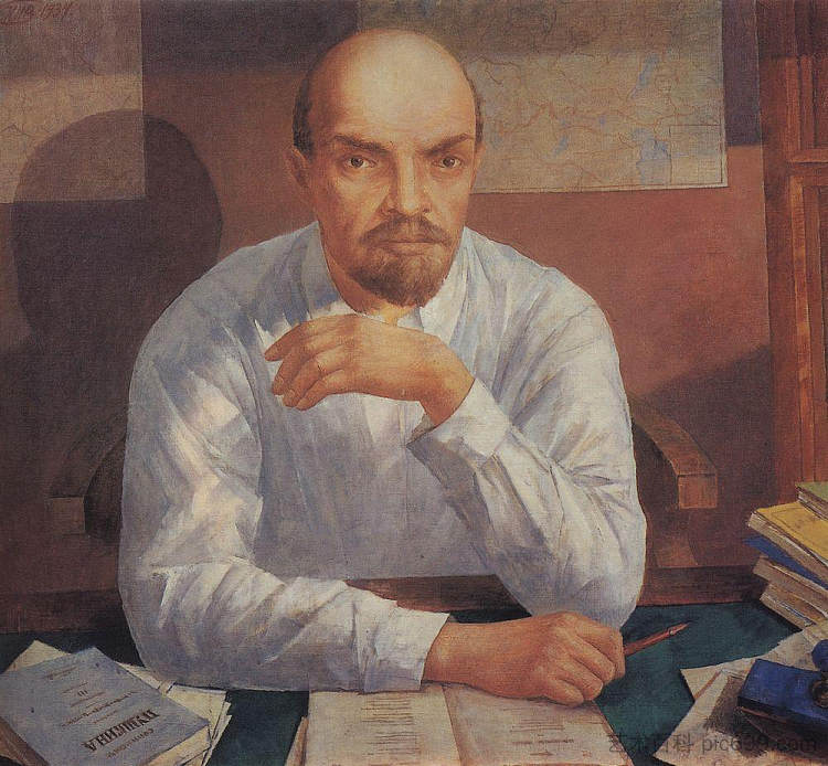 列宁画像 Portrait of Lenin (1934)，库兹马·彼得罗夫