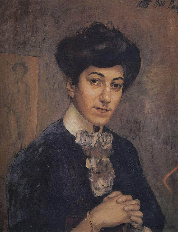 艺术家妻子的肖像 Portrait of the Artist's Wife (1906)，库兹马·彼得罗夫