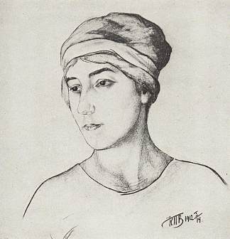 艺术家妻子的肖像 Portrait of the Artist’s Wife (1912)，库兹马·彼得罗夫