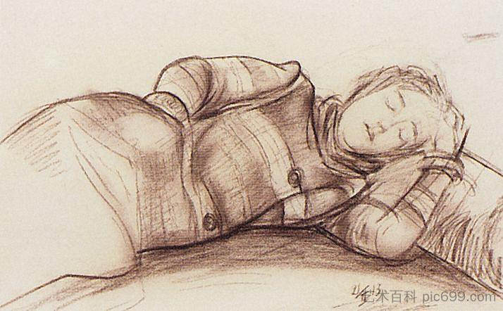 沉睡的女人 Sleeping Woman (1913)，库兹马·彼得罗夫