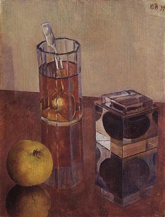 静物与墨水井 Still Life with Inkwell (1934)，库兹马·彼得罗夫