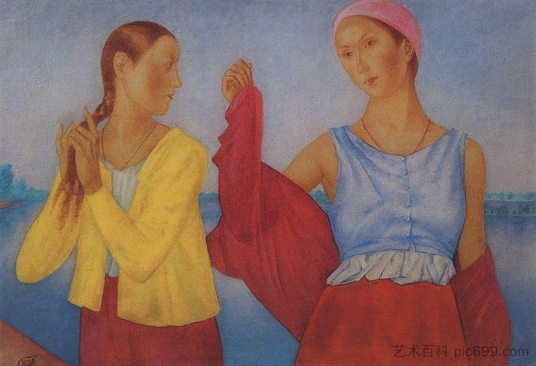 两个女孩 Two Girls (1915)，库兹马·彼得罗夫