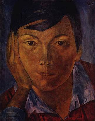 黄脸（女性脸） Yellow face (female face) (1921)，库兹马·彼得罗夫