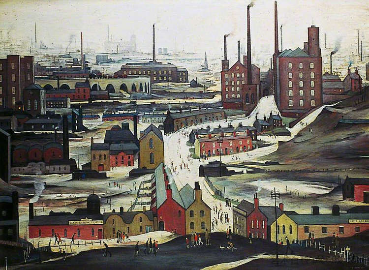 工业景观，阿什顿在莱恩 Industrial Landscape, Ashton Under Lyne (1952)，L·S·洛里