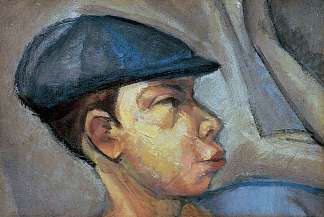 自画像戴帽 Self-portrait Wearing Cap (1910)，拉霍斯提亚尼