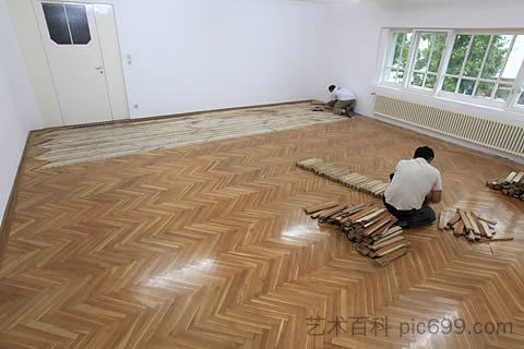 拆除木地板，格拉菲斯·卡比内特，分离派 Removal of the Wooden Floor, Grafisches Kabinett, Secession (2010)，拉拉·阿尔玛雀纪