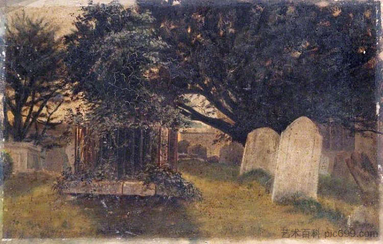 华兹华斯之墓 Wordsworth's Grave (c.1870)，拉斯利特·约翰·波特