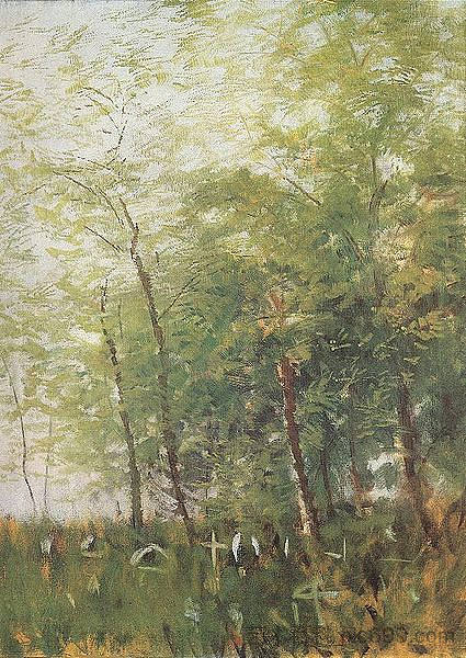 有十字架的森林边缘 Edge of a Forest with Crosses (1918),拉斯洛·梅德雅恩斯基