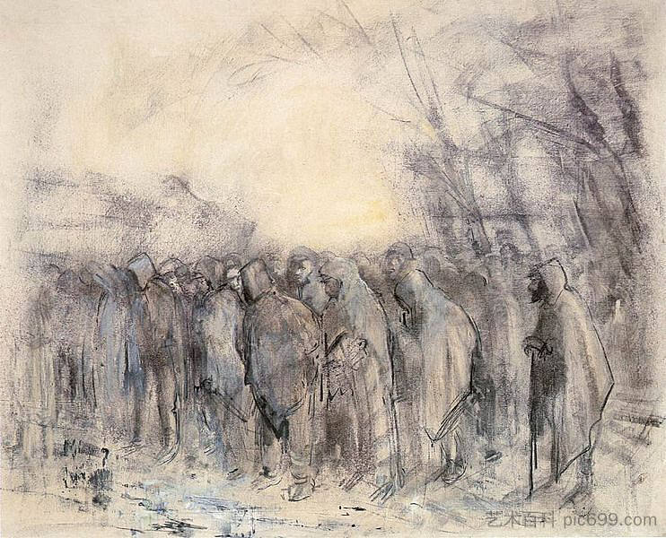 囚犯行进 Prisoners Marching Off (1918)，拉斯洛·梅德雅恩斯基