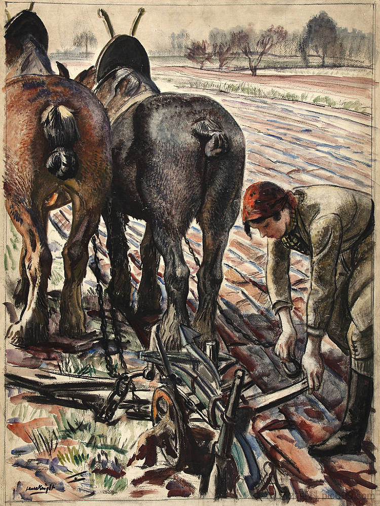 马拉犁，土地女孩 Horse-drawn plough, land girl (1944)，劳拉·奈特