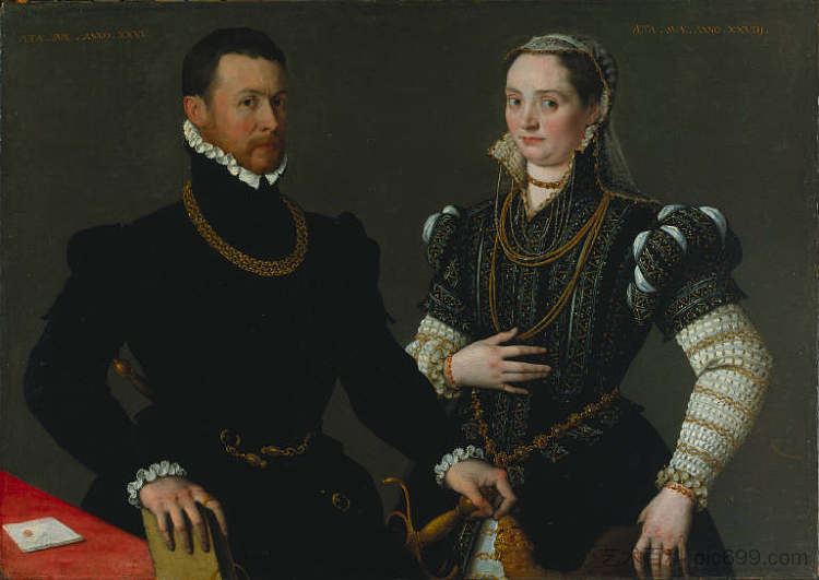 一对夫妇的肖像 Portrait of a Couple (1580)，拉维尼亚·丰塔纳