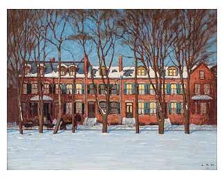 一排房子，威灵顿街（街头绘画I） A Row of Houses, Wellington Street (Street Painting I) (1910)，劳伦斯哈里斯
