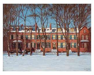 一排房子，威灵顿街（街头绘画I） A Row of Houses, Wellington Street (Street Painting I) (1910)，劳伦斯哈里斯