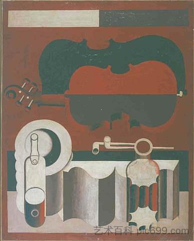 静物与红色小提琴 Nature morte au violon rouge (1920)，勒·柯布西耶